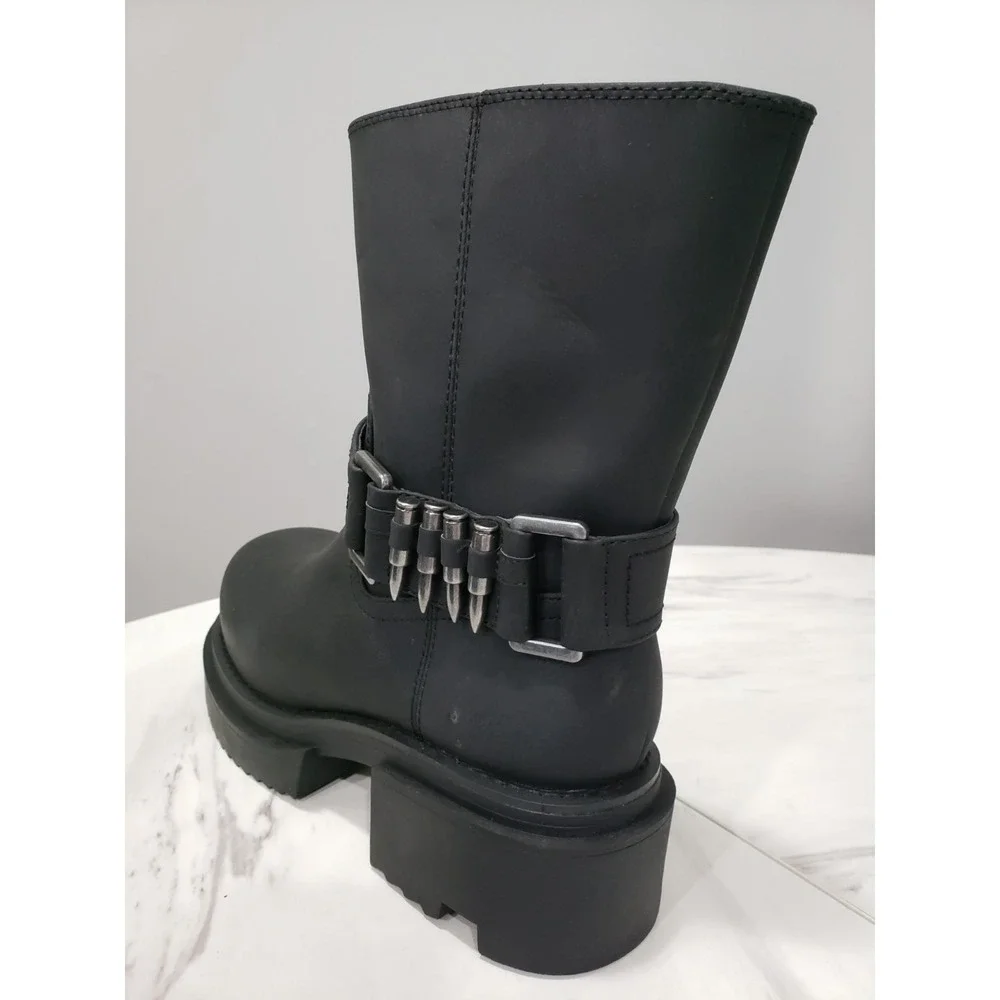 SIZE 9 Dolls Kill Darker Wavs Moto Goth Chunky Platform Bullet Ankle Rave Punk